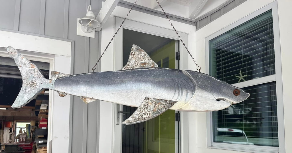 52” Double sided Free hanging Great White Shark